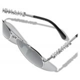 Chanel - Occhiali da Sole Pilota - Argento Grigio Scuro - Chanel Eyewear