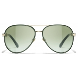 Chanel - Pilot Sunglasses - Light Gold Green - Chanel Eyewear