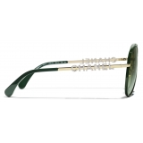 Chanel - Occhiali da Sole Pilota - Oro Chiaro Verde - Chanel Eyewear