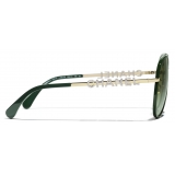 Chanel - Pilot Sunglasses - Light Gold Green - Chanel Eyewear