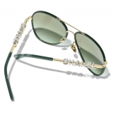 Chanel - Pilot Sunglasses - Light Gold Green - Chanel Eyewear