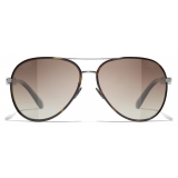 Chanel - Pilot Sunglasses - Dark Silver Tortoise Brown - Chanel Eyewear