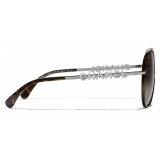 Chanel - Pilot Sunglasses - Dark Silver Tortoise Brown - Chanel Eyewear