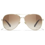 Chanel - Occhiali da Sole Pilota - Oro Marrone - Chanel Eyewear