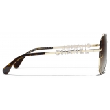 Chanel - Occhiali da Sole Pilota - Oro Marrone - Chanel Eyewear