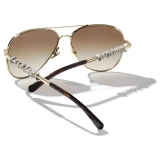 Chanel - Occhiali da Sole Pilota - Oro Marrone - Chanel Eyewear