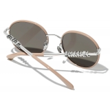 Chanel - Occhiali da Sole Pantos - Argento Beige Grigio - Chanel Eyewear