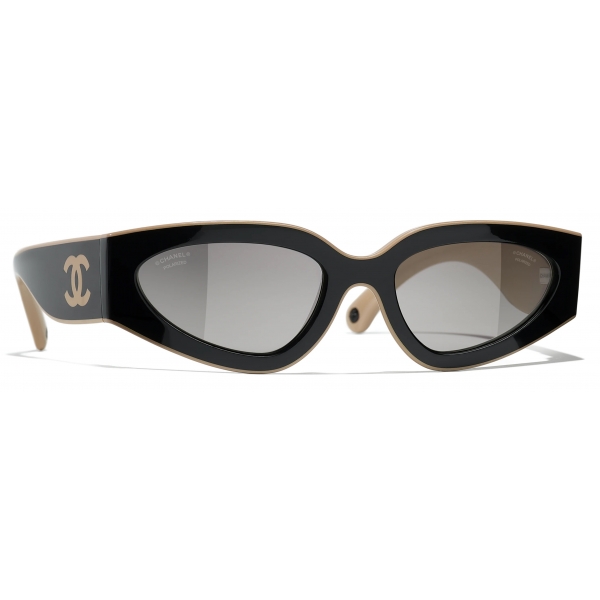 Chanel - Cat Eye Sunglasses - Black Beige Light Gray - Chanel Eyewear