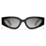 Chanel - Occhiali da Sole Cat Eye - Nero Beige Grigio Chiaro - Chanel Eyewear