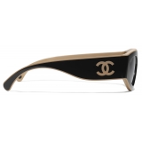 Chanel - Occhiali da Sole Cat Eye - Nero Beige Grigio Chiaro - Chanel Eyewear