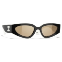 Chanel - Occhiali da Sole Cat Eye - Nero Bianco Beige - Chanel Eyewear