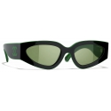 Chanel - Occhiali da Sole Cat Eye - Nero Verde - Chanel Eyewear