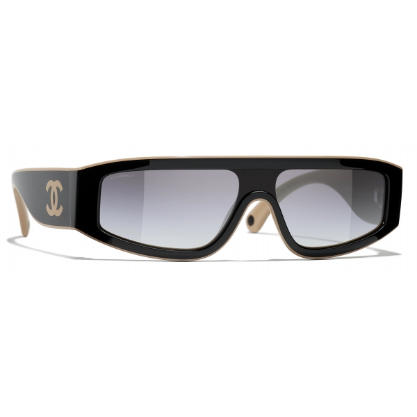 Chanel - Shield Sunglasses - Black Beige Light Gray - Chanel Eyewear