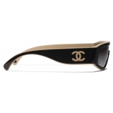 Chanel - Occhiali da Sole a Maschera - Nero Beige Grigio Chiaro - Chanel Eyewear