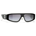 Chanel - Occhiali da Sole a Maschera - Nero Bianco Grigio Chiaro - Chanel Eyewear