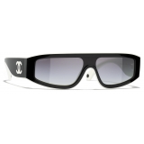 Chanel - Shield Sunglasses - Black White Light Gray - Chanel Eyewear