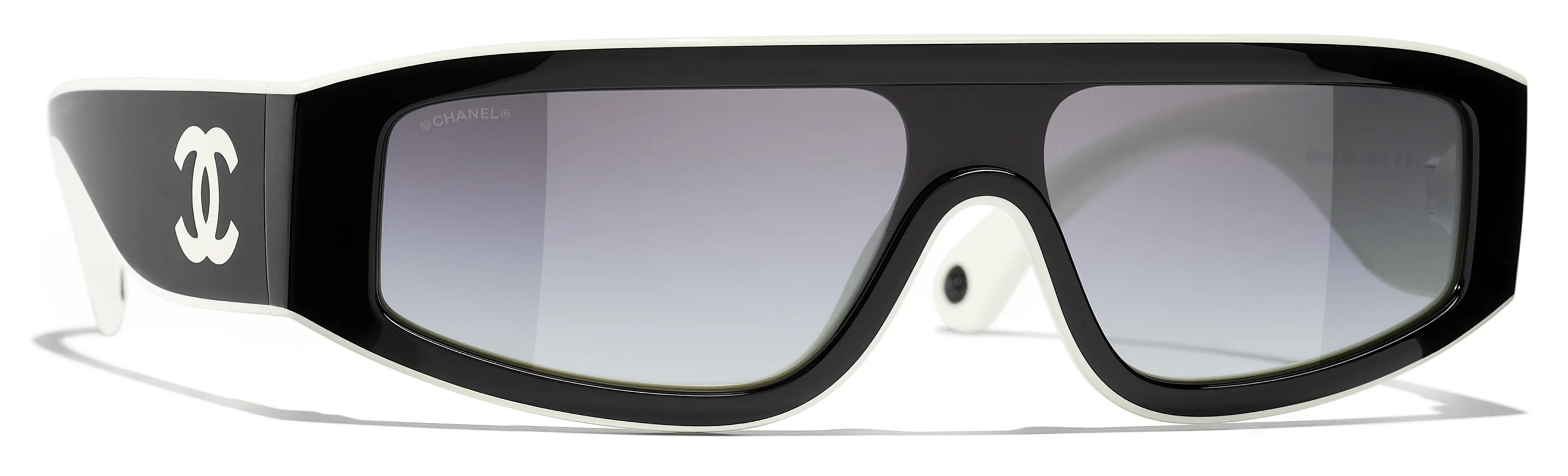 Chanel - Shield Sunglasses - Black White Light Gray - Chanel Chanel - Shield Sunglasses - Black White Light Gray - Chanel