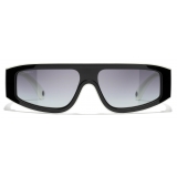 Chanel - Occhiali da Sole a Maschera - Nero Bianco Grigio Chiaro - Chanel Eyewear