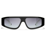 Chanel - Shield Sunglasses - Black White Light Gray - Chanel Eyewear