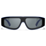 Chanel - Shield Sunglasses - Black Blue Gray - Chanel Eyewear