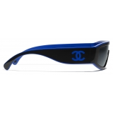 Chanel - Shield Sunglasses - Black Blue Gray - Chanel Eyewear