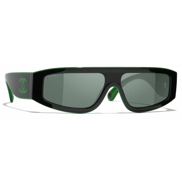 Chanel - Shield Sunglasses - Black Green - Chanel Eyewear