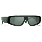 Chanel - Occhiali da Sole a Maschera - Nero Verde - Chanel Eyewear