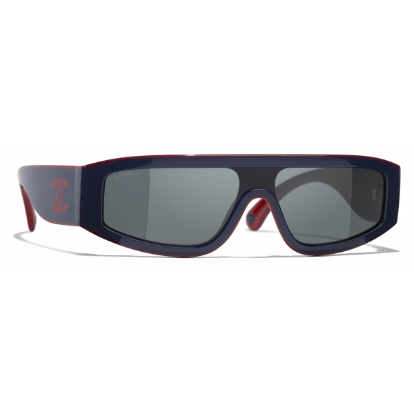 Chanel - Shield Sunglasses - Burgundy Navy Blue Dark Gray - Chanel Eyewear