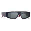 Chanel - Shield Sunglasses - Burgundy Navy Blue Dark Gray - Chanel Eyewear