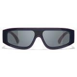 Chanel - Shield Sunglasses - Burgundy Navy Blue Dark Gray - Chanel Eyewear