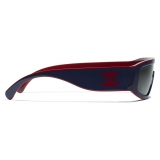 Chanel - Shield Sunglasses - Burgundy Navy Blue Dark Gray - Chanel Eyewear