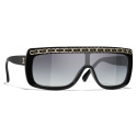 Chanel - Occhiali da Sole a Maschera - Nero Grigio Sfumate - Chanel Eyewear