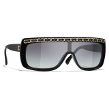 Chanel - Occhiali da Sole a Maschera - Nero Grigio Sfumate - Chanel Eyewear