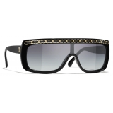 Chanel - Shield Sunglasses - Black Gray Gradient - Chanel Eyewear