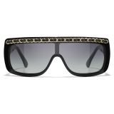 Chanel - Occhiali da Sole a Maschera - Nero Grigio Sfumate - Chanel Eyewear