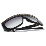Chanel - Occhiali da Sole a Maschera - Nero Grigio Sfumate - Chanel Eyewear