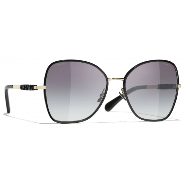 Chanel - Occhiali da Sole a Farfalla - Oro Nero Grigio Sfumate - Chanel Eyewear