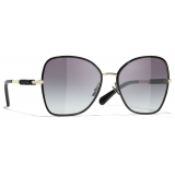 Chanel - Occhiali da Sole a Farfalla - Oro Nero Grigio Sfumate - Chanel Eyewear