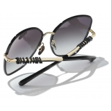 Chanel - Occhiali da Sole a Farfalla - Oro Nero Grigio Sfumate - Chanel Eyewear