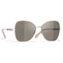 Chanel - Butterfly Sunglasses - Silver Beige Gray - Chanel Eyewear