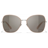 Chanel - Occhiali da Sole a Farfalla - Argento Beige Grigio - Chanel Eyewear