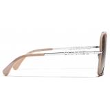 Chanel - Occhiali da Sole a Farfalla - Argento Beige Grigio - Chanel Eyewear