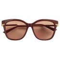 Bottega Veneta - Occhiali da Sole Forte Square - Bordeaux Marrone - Occhiali da Sole - Bottega Veneta Eyewear