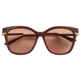 Bottega Veneta - Classic Square Sunglasses - Burgundy Brown - Sunglasses - Bottega Veneta Eyewear
