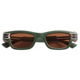 Bottega Veneta - Bolt Squared Sunglasses - Green Copper - Sunglasses - Bottega Veneta Eyewear