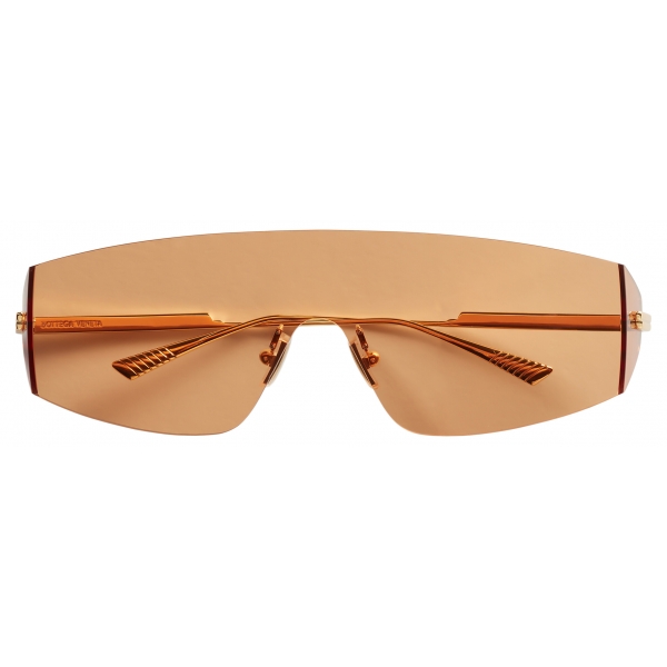 Bottega Veneta - Futuristic Shield Sunglasses - Gold Orange - Sunglasses - Bottega Veneta Eyewear