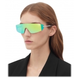 Bottega Veneta - Occhiali da Sole Futuristic Shield - Verde Argento - Occhiali da Sole - Bottega Veneta Eyewear