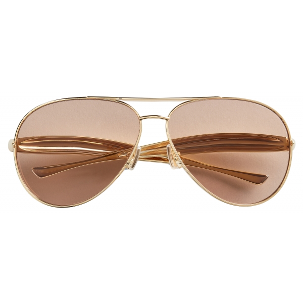 Bottega Veneta - Aviator Sardine Sunglasses - Gold Brown - Sunglasses - Bottega Veneta Eyewear