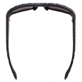 Bottega Veneta - Intrecciato Rectangular Sunglasses - Black Grey - Sunglasses - Bottega Veneta Eyewear