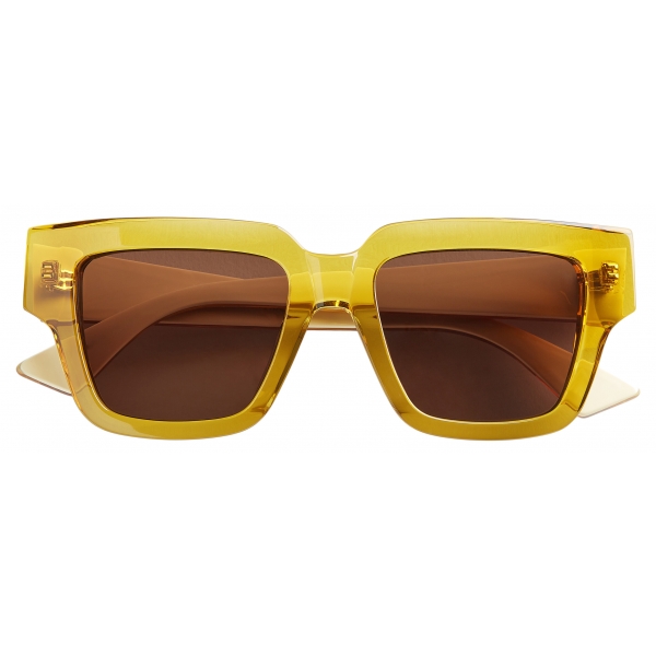 Bottega Veneta - Tri-Fold Square Sunglasses - Yellow Brown - Sunglasses - Bottega Veneta Eyewear